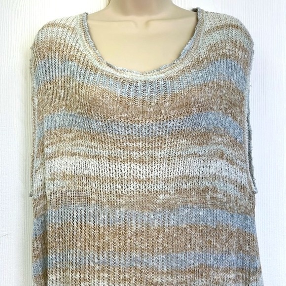 Free People - High Low Sleeveless Boho Stripe Sweater Tunic Size Small - Picture 3 of 14